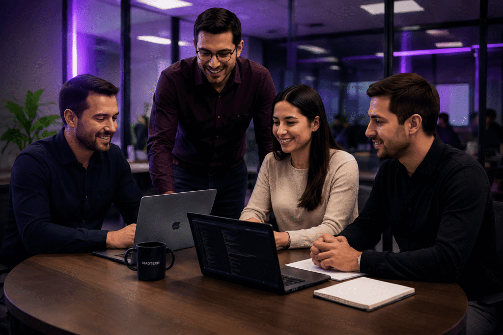 Equipo MADTECH colaborando en tecnología, estrategia y ejecución para empresas en LATAM